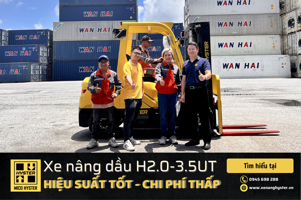Xe nâng dầu H2.0-3.5UT, xe nâng dầu Hyster, xe nâng dầu 3 tấn, xe nâng động cơ đốt trong