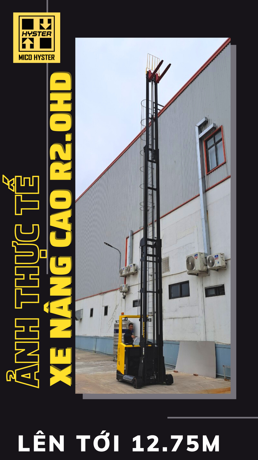 xe nâng reach truck, xe nâng cao, xe nâng reach truck ngồi lái, xe nâng reach truck Hyster, xe nâng reach truck ngồi lái R2.0HD