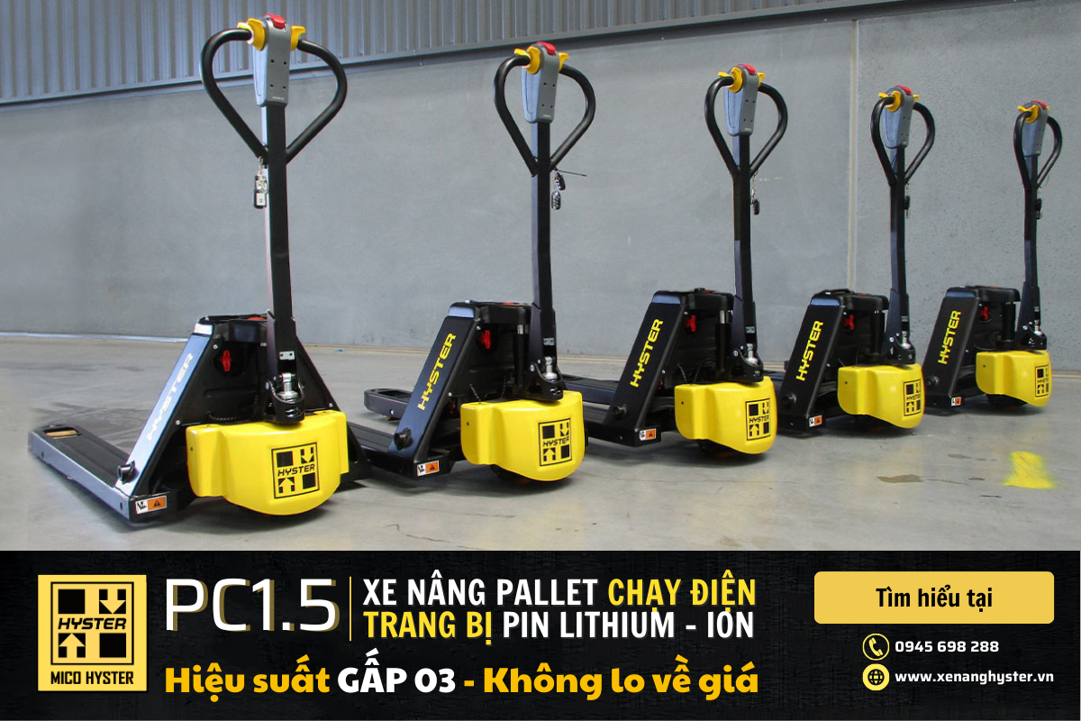 xe nâng pallet Hyster, Hyster pallet chạy điện Hyster, xe nâng pallet chạy điện PC1.5 Hyster, xe nâng tay điện Hyster, 